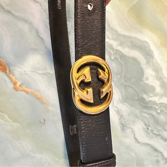 Gucci Dark Navy Interlocking G Leather Belt - Authentic - Picture 8 of 10